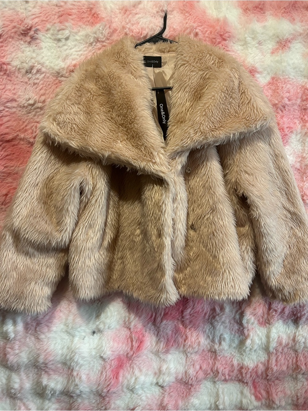 Only Faux Fur Short Jacket in Light Beige